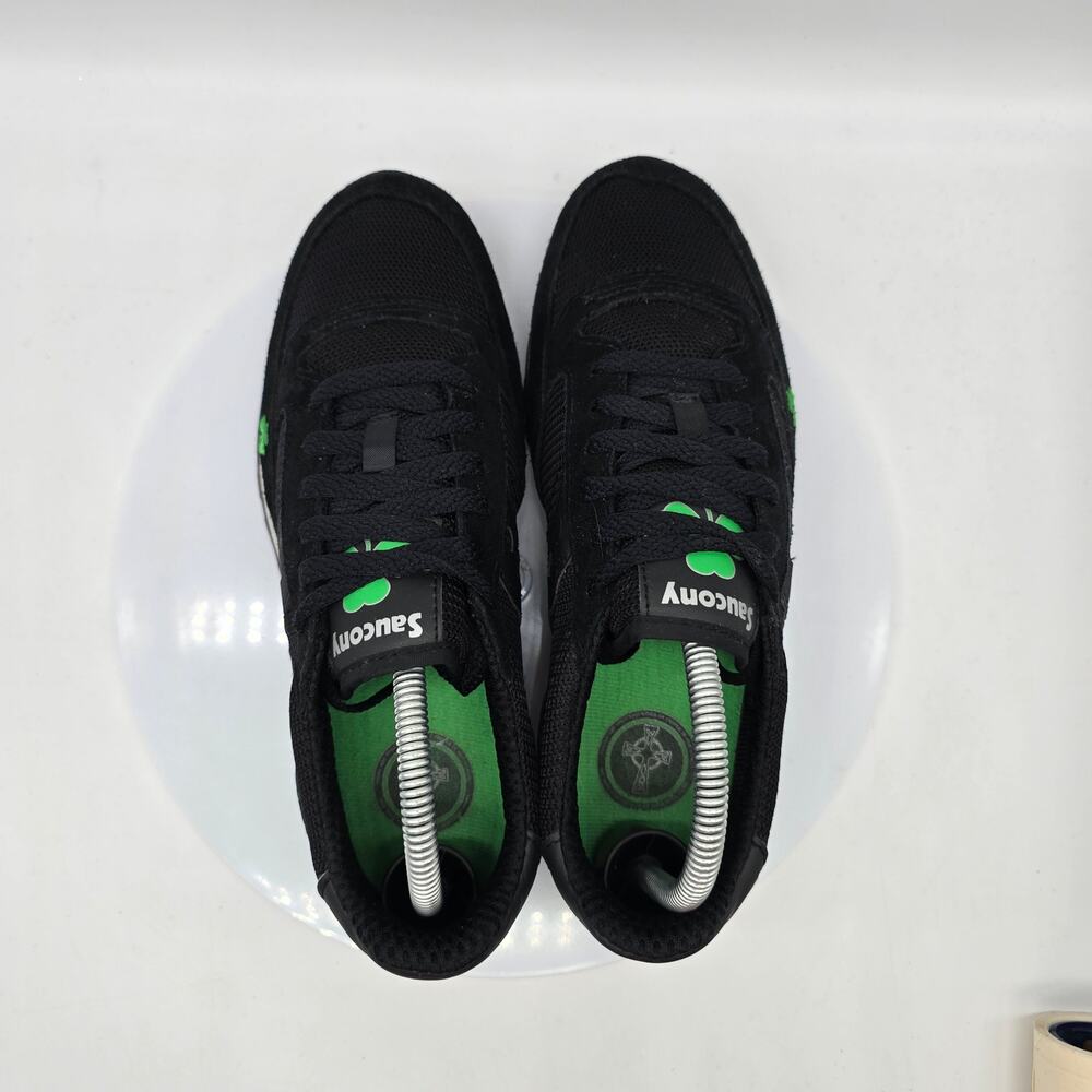 Saucony Jazz Low Pro Shamrock Sneakers Mens Size 7  Women's 8.5 Black and Green - Picture 5 of 8
